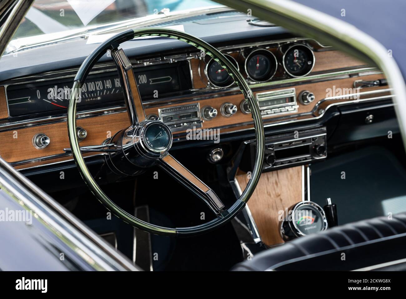 DIEDERSDORF, GERMANY - AUGUST 30, 2020: The interior of the personal luxury car Pontiac Grand Prix, 1965. The exhibition of 'US Car Classics'. Stock Photo