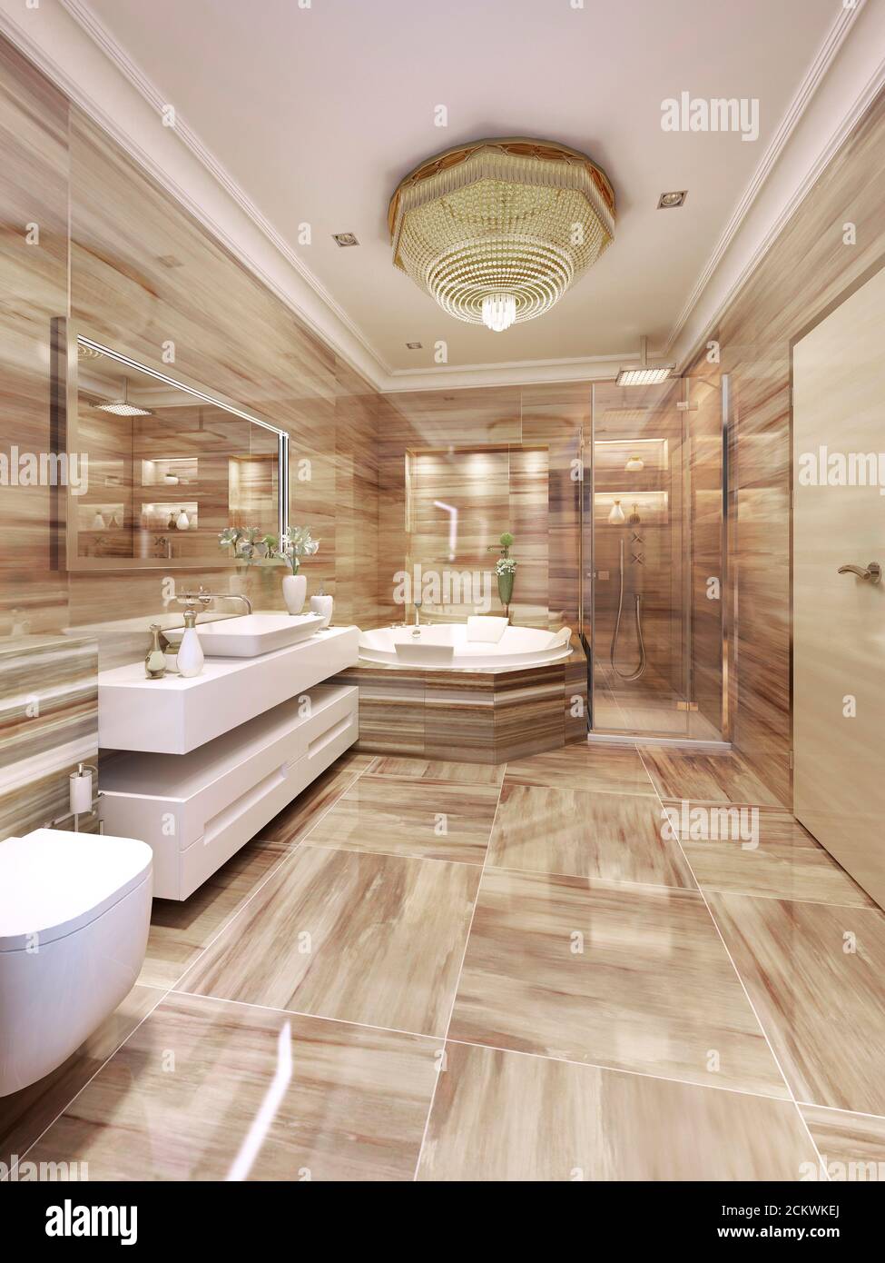 Modern bathroom design. 3d render Stock Photo