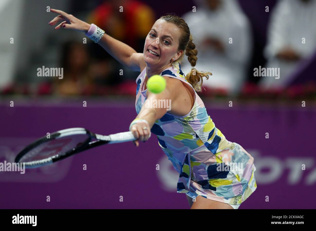 Tennis - WTA Premier 5 - Qatar Open - Khalifa International Tennis and  Squash Complex, Doha, Qatar - February 28, 2020 Czech Republic's Petra  Kvitova in action during her semi final match