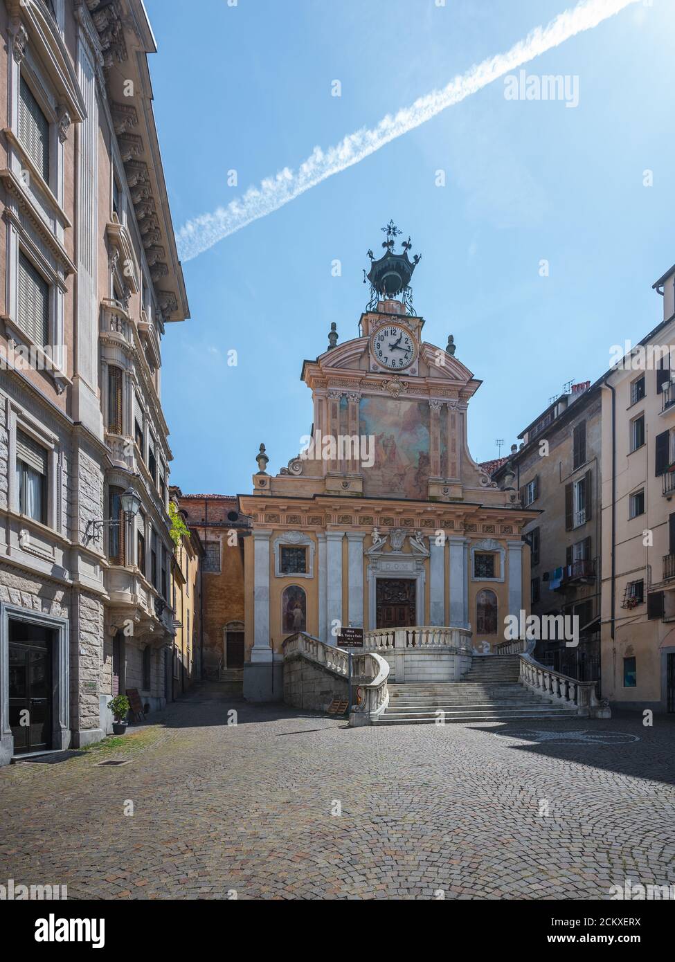 [Mondovi, Italy - Aug 2020] Church of Santi Pietro and Paolo, Mondovi, Cuneo, Piedmont Stock Photo