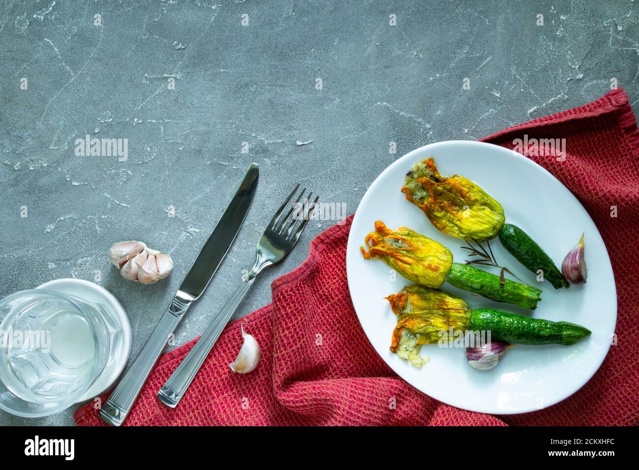 Fried Zucchini Flowers Stuffed with cream cheese with garlic. Copy