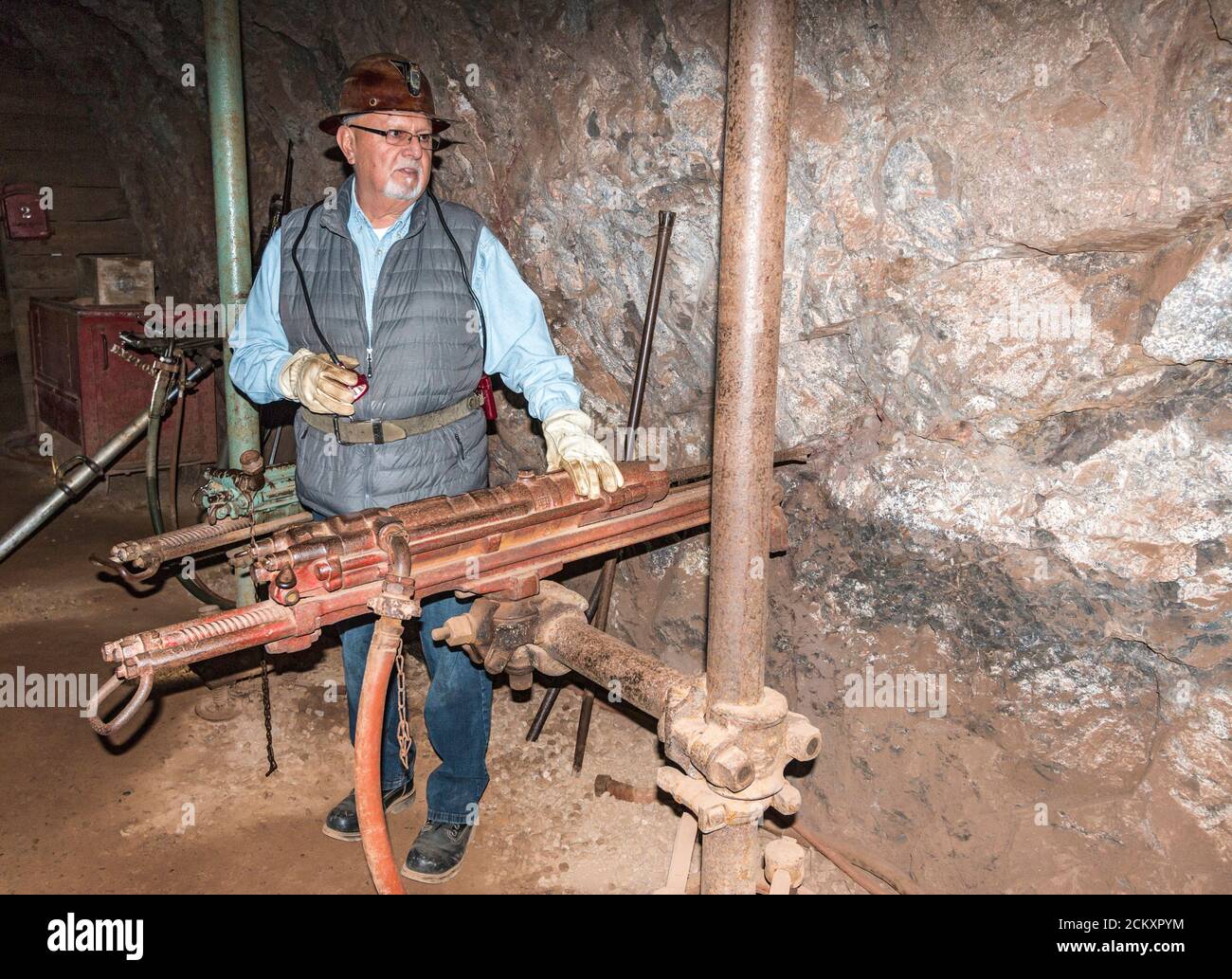 Queen Mine Tour in Bisbee, Arizona, USA. Tour on mine train deep into 