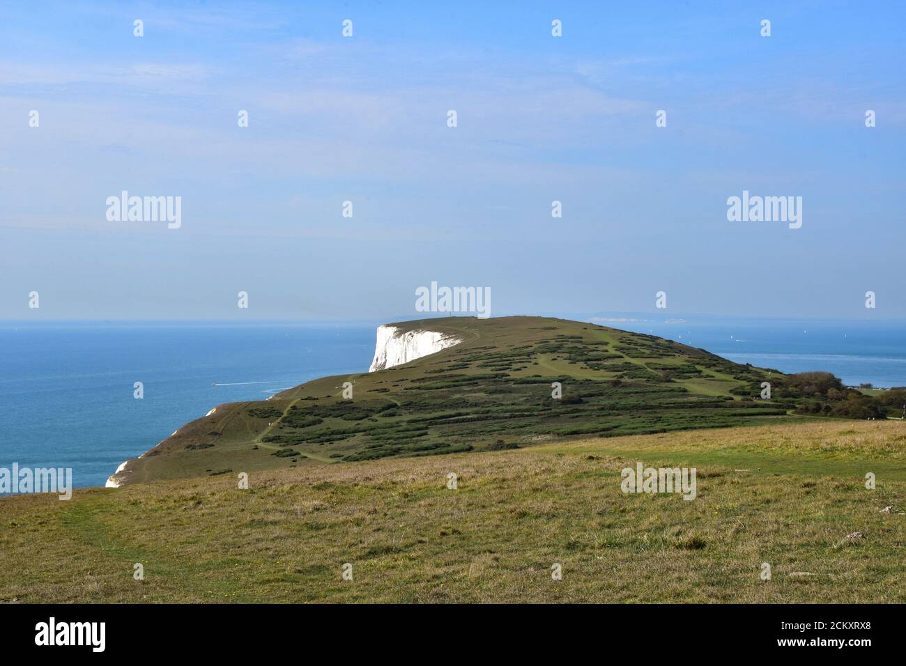 Chalk Cliffs, Tennyson Down, Needles Headland, Isle of Wight Stock Photo