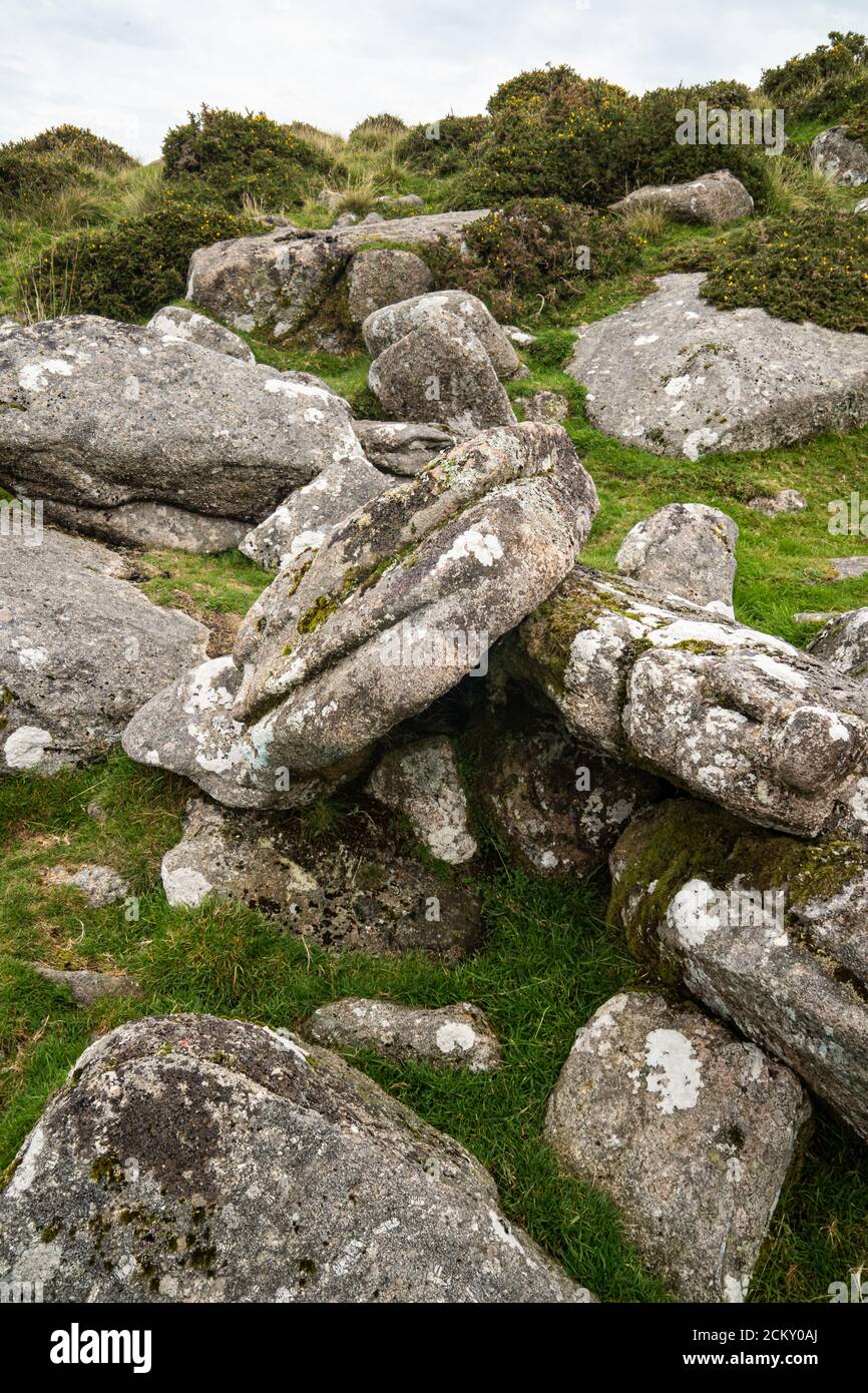 Granite boulders on Dartmoor, Devon, UK Stock Photo