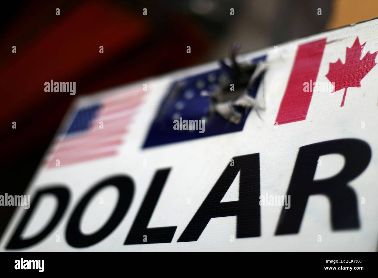 The word 'dolar' is pictured at a currency exchange shop in Mexico City, Mexico December 16, 2019. REUTERS/Edgard Garrido Stock Photo