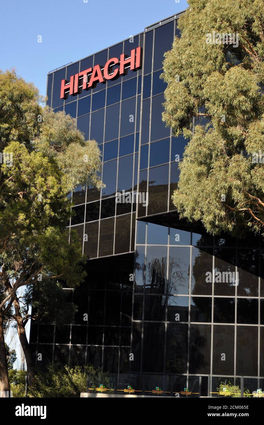 Hitachi sign on building in Sierra Point Business Park, Brisbane,  California Stock Photo - Alamy