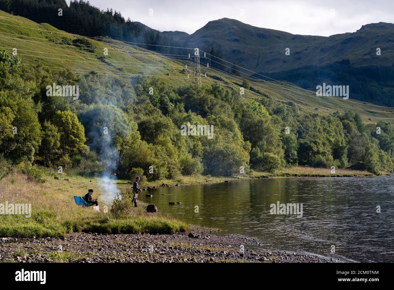 Loch Lubhair, Trossachs, Scotland - off A85 road near Crianlarich. Popular wild camping spot. Stock Photo