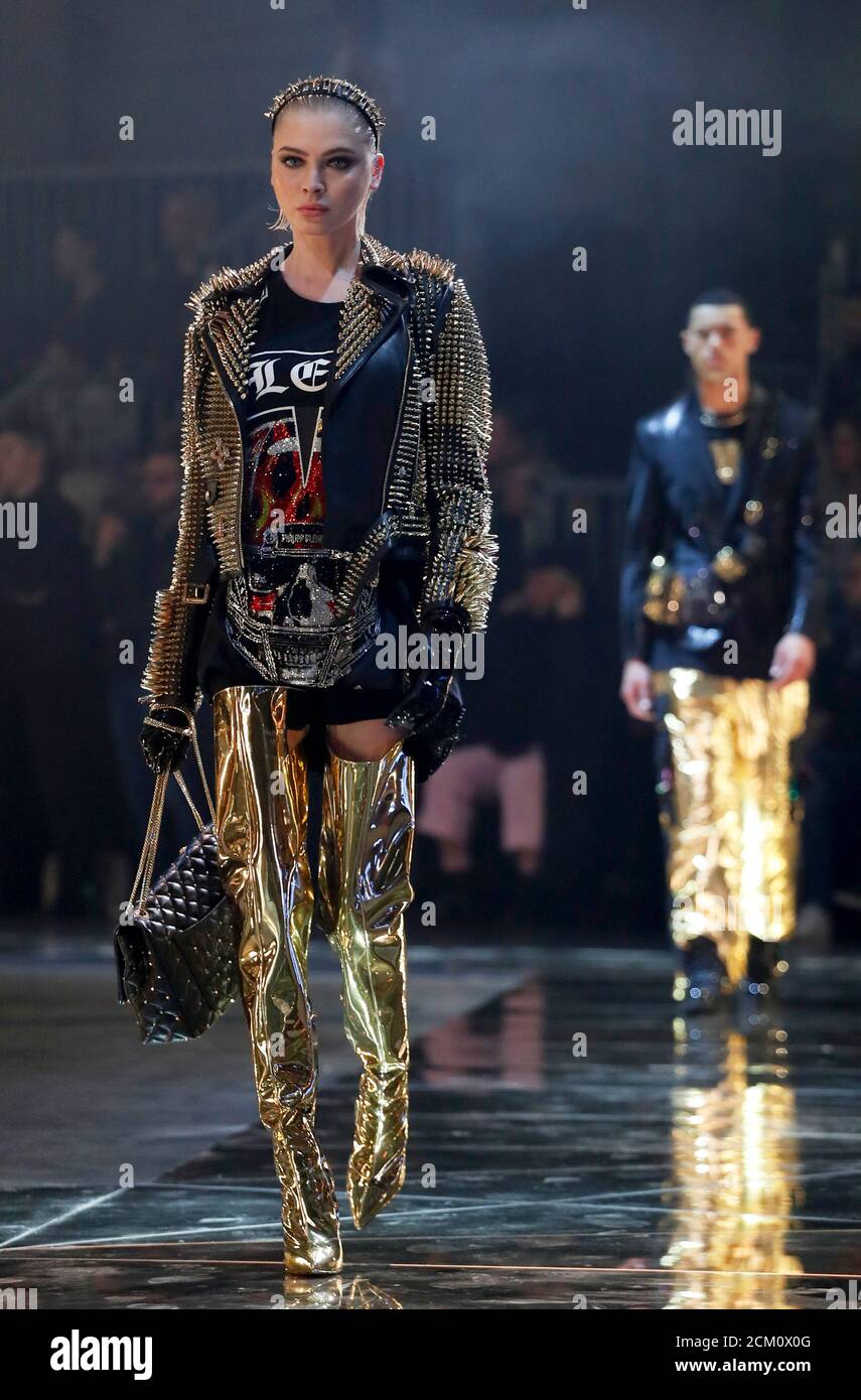 Models present creations from the Philipp Plein Autumn/Winter 2020  collection during Milan Fashion Week in Milan, Italy, February 22, 2020.  REUTERS/Alessandro Garofalo Stock Photo - Alamy