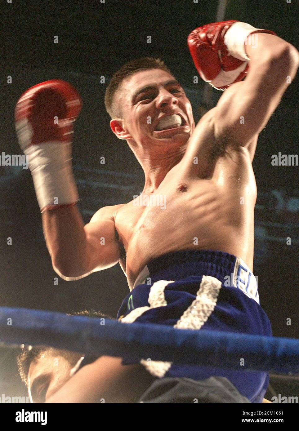 World Boxing Council (WBC) Light Flyweight champion Jorge Arce from Mexico  celebrates his victory over Joma Gamboa of the Philippines, at the Banamex  Center in Mexico City, January 10, 2004. Arce retained