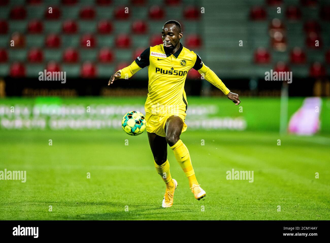 Herning, Denmark. 16th Sep, 2020. Herning, Denmark. September 16th, 2020. Nicolas Ngamaleu (13) of Young Boys seen in the UEFA Champions League qualification match between FC Midtjylland and BSC Young Boys at MCH Arena in Herning. (Photo Credit: Gonzales Photo/Alamy Live News Stock Photo