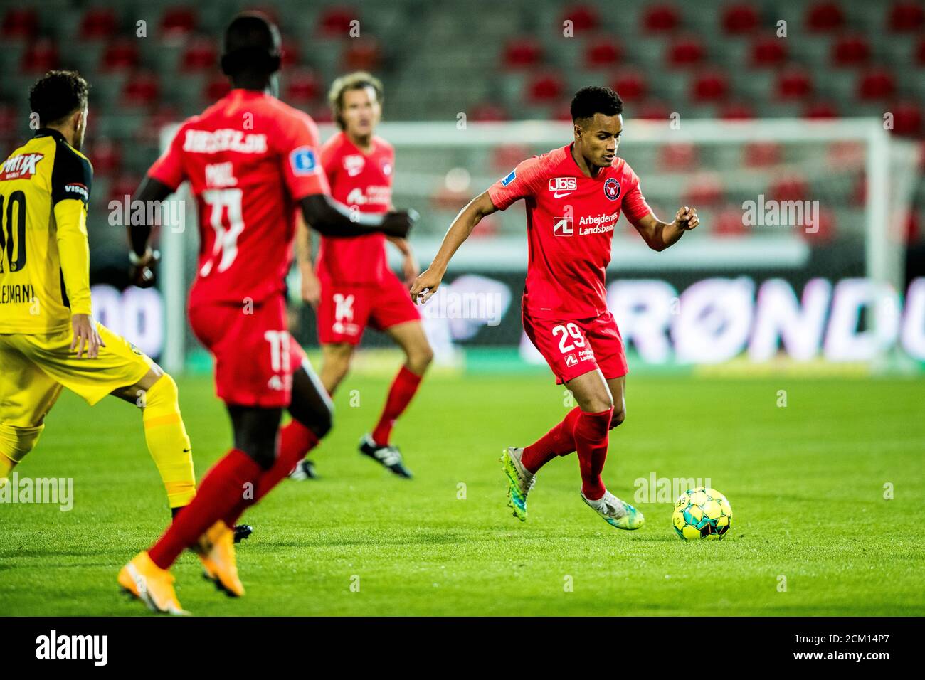 Herning, Denmark. 16th Sep, 2020. Herning, Denmark. September 16th, 2020. Paulinho (29) of FC Midtjylland seen in the UEFA Champions League qualification match between FC Midtjylland and BSC Young Boys at MCH Arena in Herning. (Photo Credit: Gonzales Photo/Alamy Live News Stock Photo