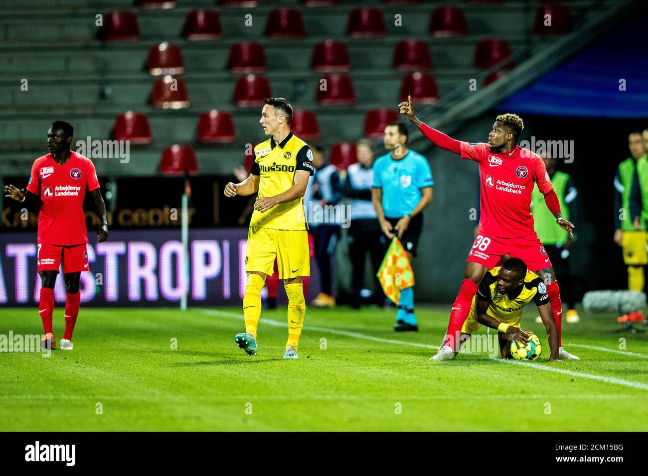 Herning, Denmark. 16th Sep, 2020. Herning, Denmark. September 16th, 2020. Frank Onyeka (38) of FC Midtjylland seen in the UEFA Champions League qualification match between FC Midtjylland and BSC Young Boys at MCH Arena in Herning. (Photo Credit: Gonzales Photo/Alamy Live News Stock Photo