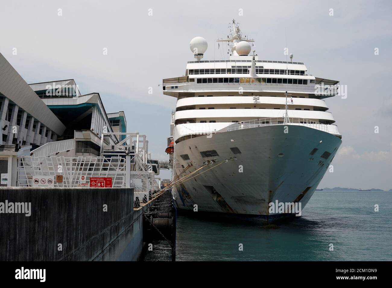 View of Star Cruise's Superstar Gemini, which is currently being accessed for use as temporary accommodation for migrant workers, berthed at Marina Bay Cruise Center, Singapore, April 17, 2020. REUTERS/Edgar Su Stock Photo