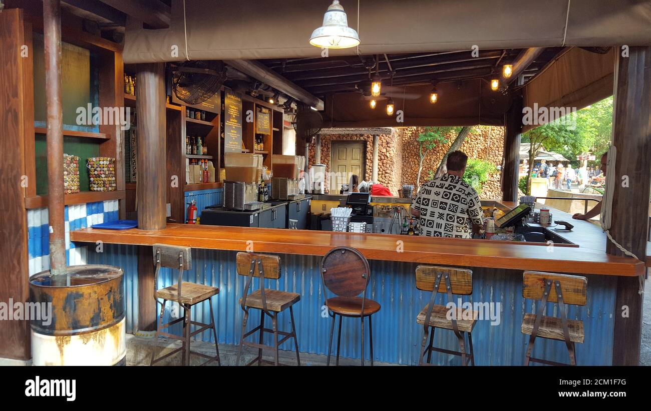 Dawa Bar in Harambe Village, Animal Kingdom, Walt Disney World, Orlando, Florida, United States Stock Photo