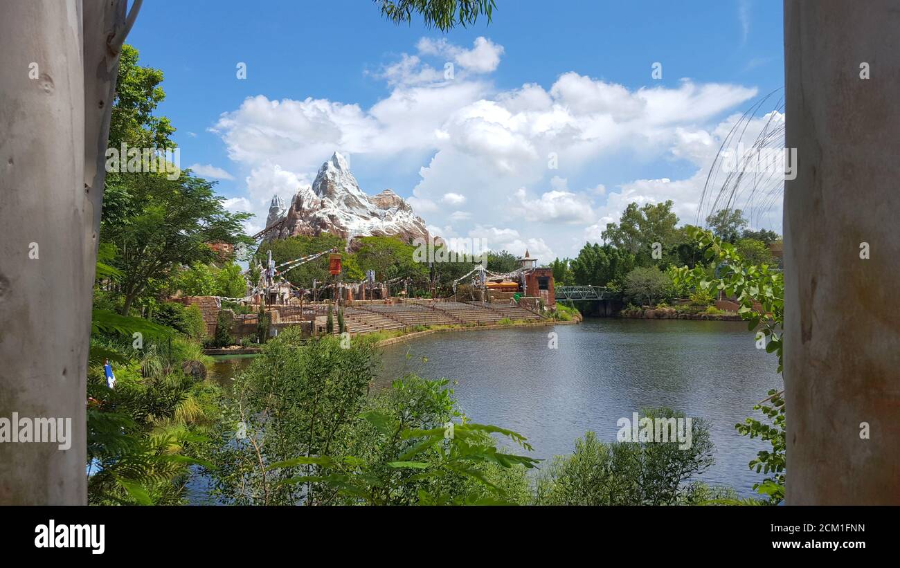 Magic Kingdom Park with Expedition Everest in the background, Walt Disney World, Orlando, Florida, United States Stock Photo