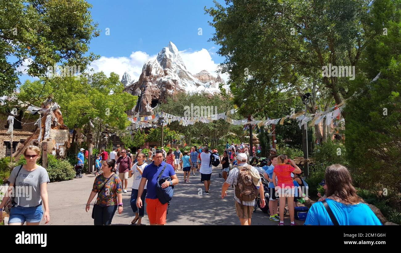 Magic Kingdom Park with Expedition Everest in the background, Walt Disney World, Orlando, Florida, United States Stock Photo