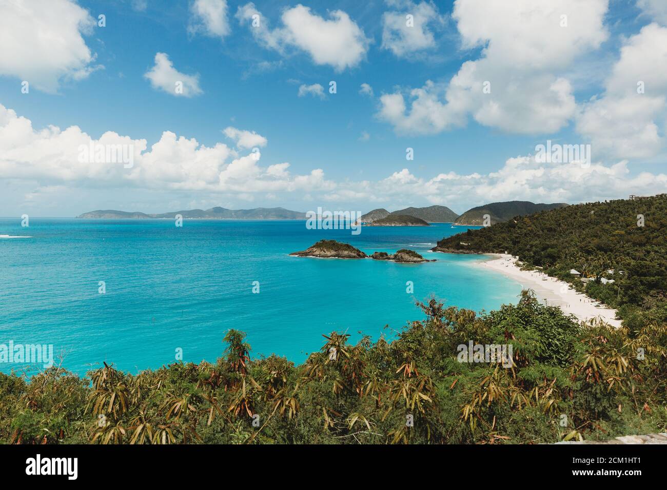 Trunk Bay St John USVI lush Caribbean View at popular cruise stop Stock Photo