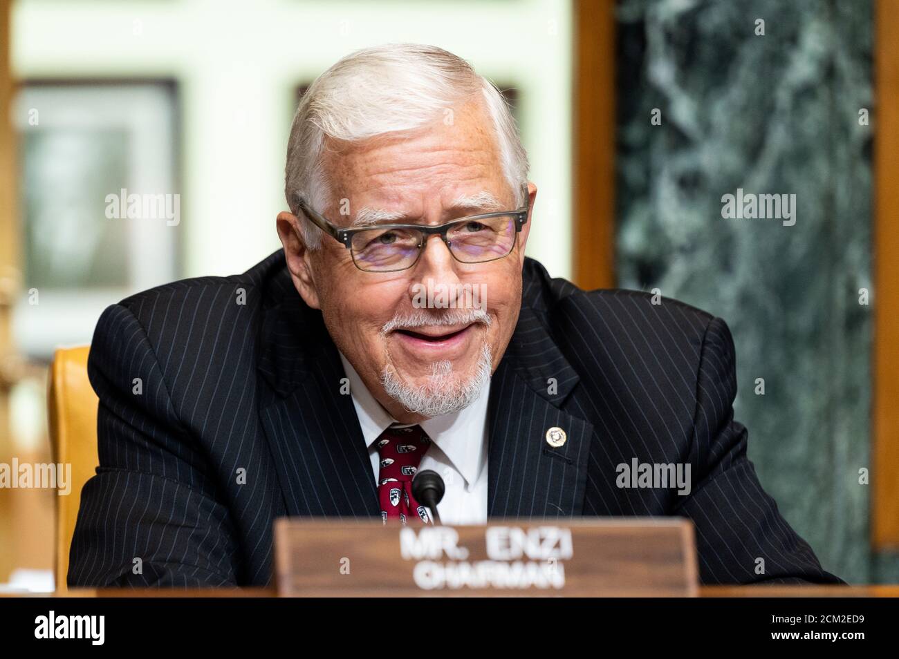 U S Senator Mike Enzi R Wy Speaks At A Hearing Of The Senate Budget Committee Stock Photo Alamy