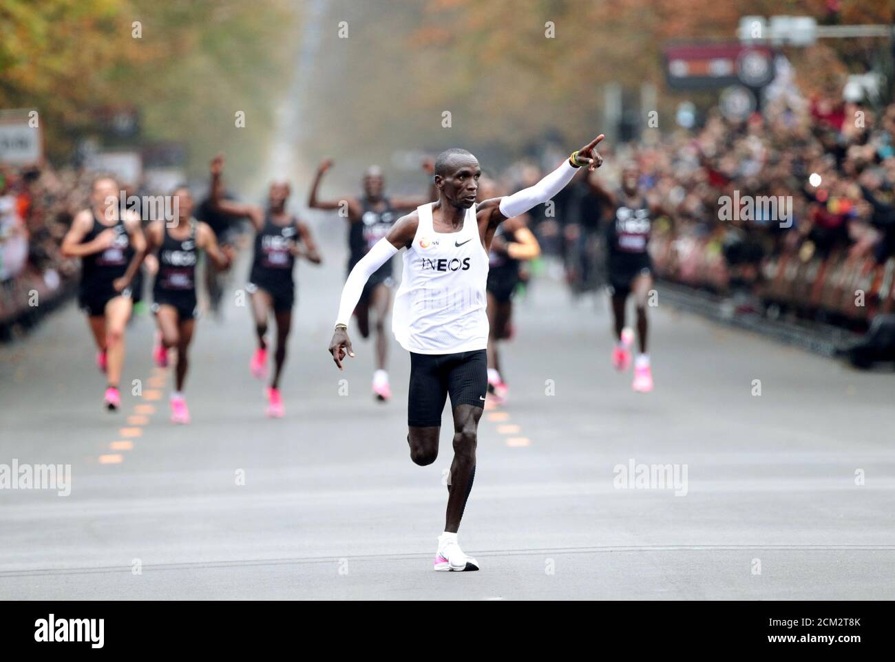 Kenya s Eliud Kipchoge The Marathon World Record Holder Crosses The 