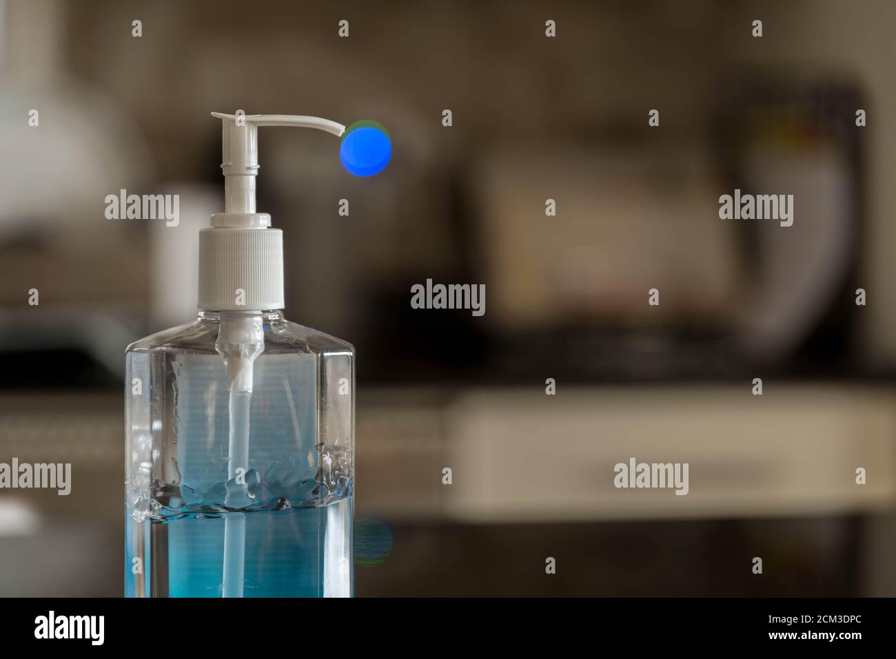 A bottle of Hand sanitizer on blurry back ground Stock Photo Alamy
