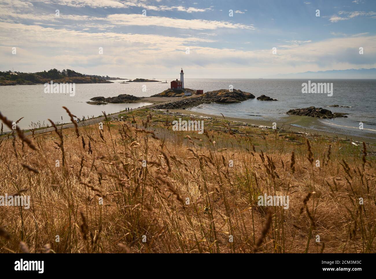 Fisgard Lighthouse Vancouver Island Canada. Historic Fisgard Lighthouse located near Victoria, British Columbia overlooking the Strait of Juan de Fuca Stock Photo