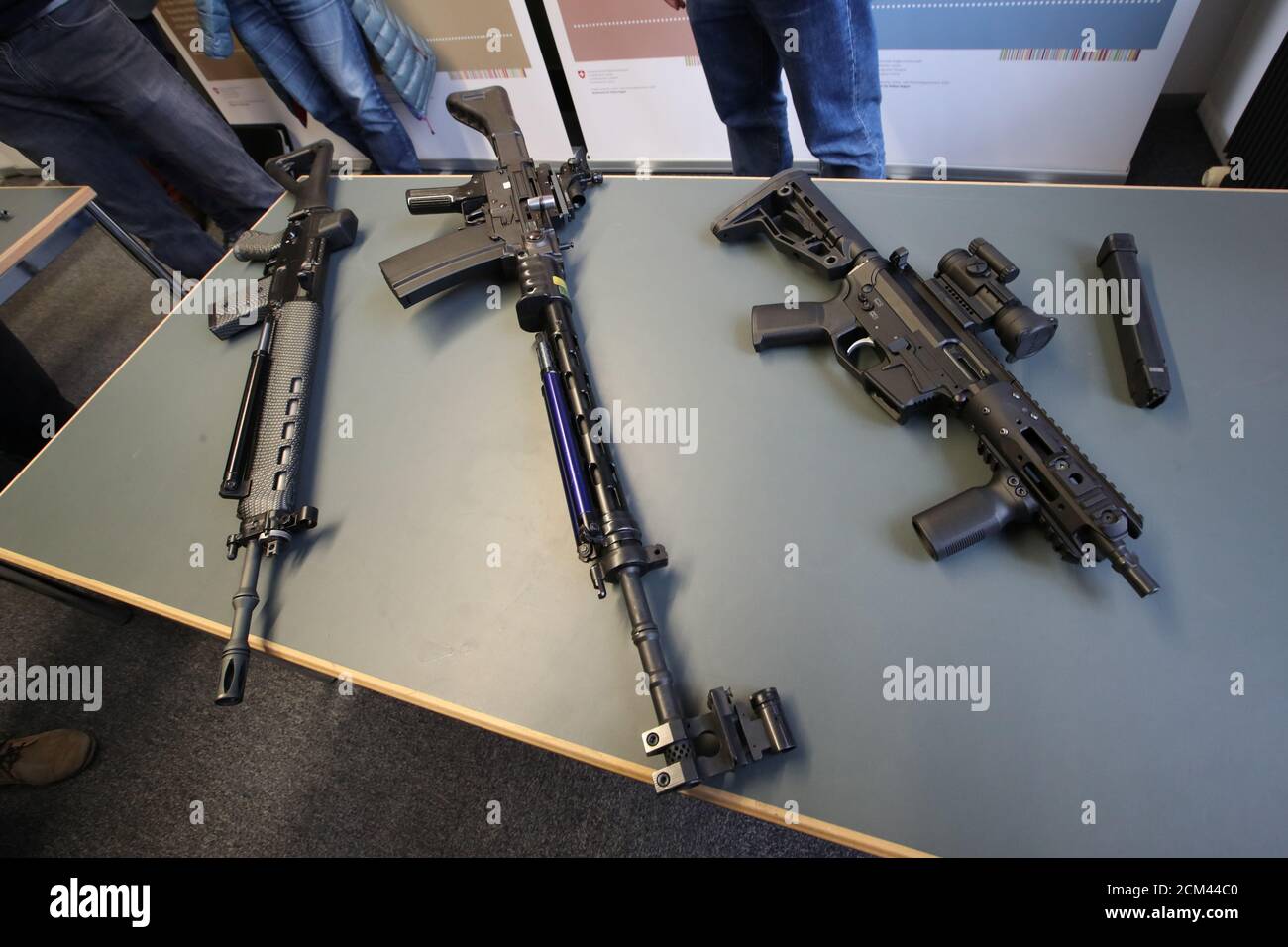 Private Fas 90 Sig Sg 550 Rifle A Sig Rifle And A Vd9 Wyssen Defence Riffle Affected By The New Proposed Gun Law Are Pictured During A Media Briefing At Fedpol In