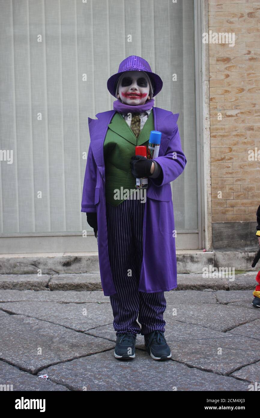 Young boy with joker costume Stock Photo