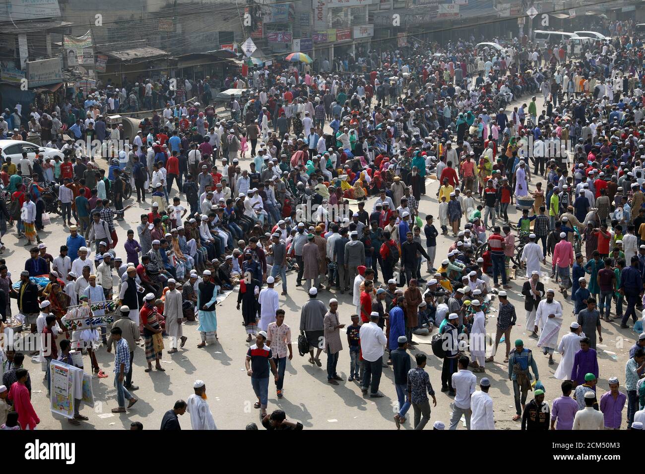 Bangladeshi muslims attend the final prayer meeting of 'Biswa Ijtema', the largest muslim gathering after hajj, in Tongi, outskirts of Dhaka, Bangladesh February 19, 2019. REUTERS/Mohammad Ponir Hossain Stock Photo