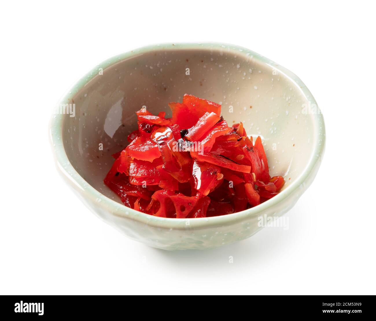 Japanese pickles. Red Fukujinzuke.sliced vegetables pickled in soy