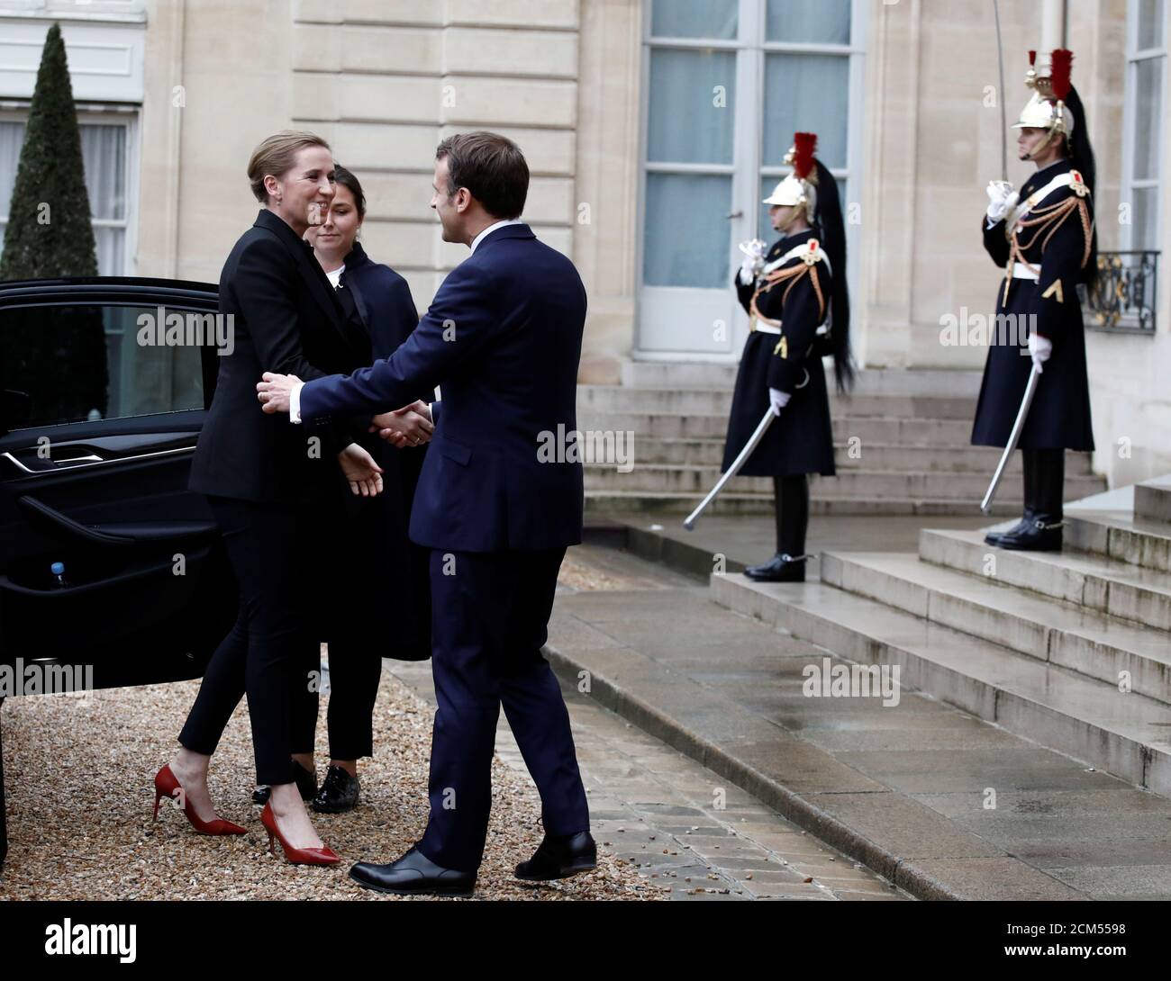 French President Emmanuel Macron welcomes Danish Prime Minister Mette  Frederiksen at the Elysee Palace in Paris, France, November 18, 2019.  REUTERS/Benoit Tessier Stock Photo - Alamy