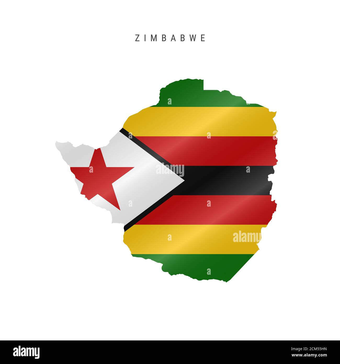 Detailed waving flag map of Zimbabwe. map with masked flag Stock Photo