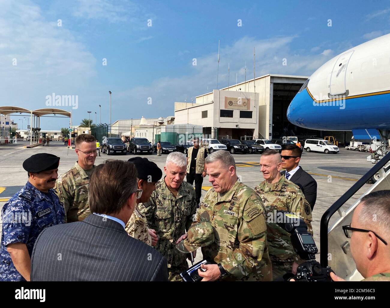 Chairman of the Joint Chiefs of Staff General Mark Milley arrives in Manama, Bahrain on November 25, 2019. REUTERS/Idrees Ali Stock Photo