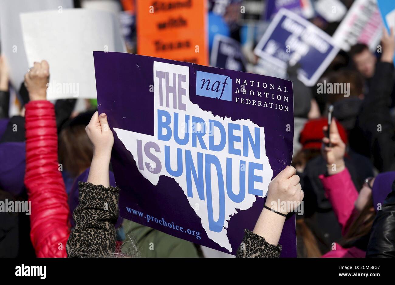 Protesters demonstrate in front of the U.S. Supreme Court as the court takes up a major abortion case in Washington, in this file photo taken March 2, 2016. To match Insight USA-ABORTION/PROVIDERS    REUTERS/Kevin Lamarque/Files Stock Photo