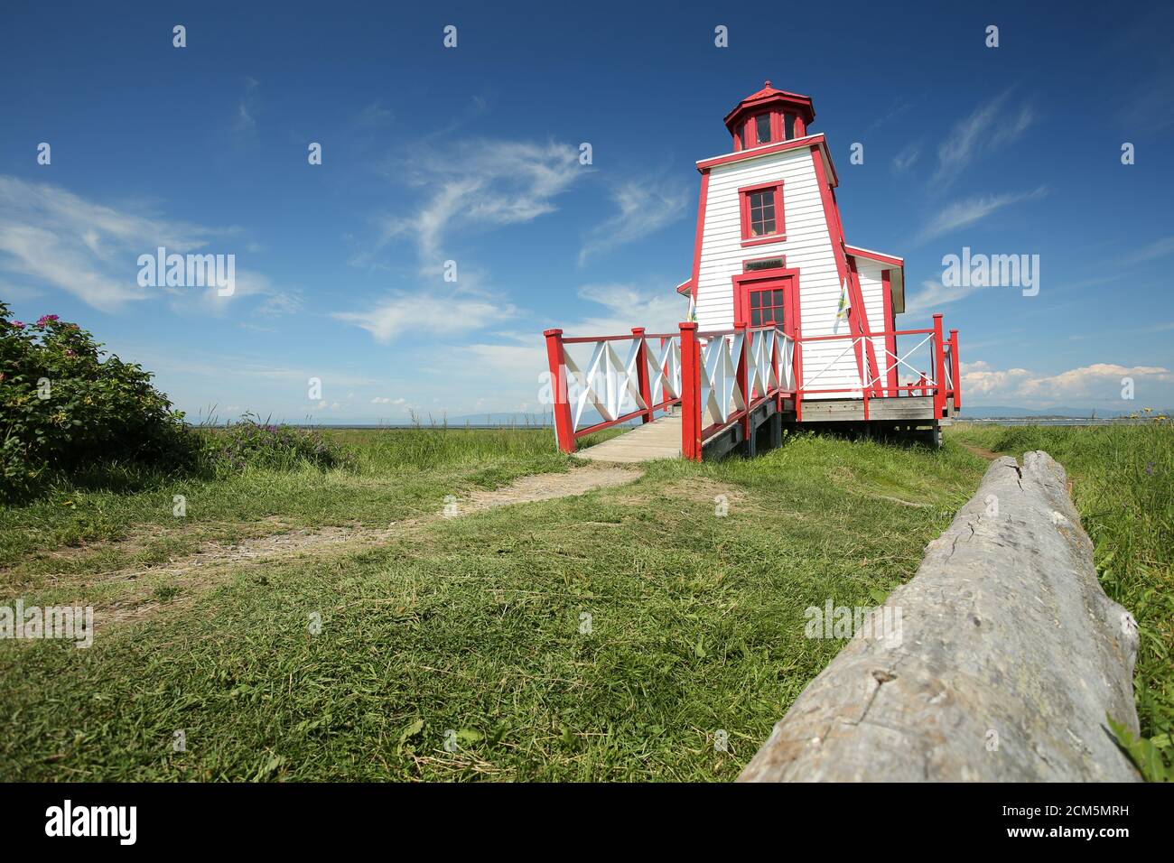 Phare de St-André-de-Kamouraska lighthouse on the shore of St-Laurence river, Bas St-Laurent. Stock Photo