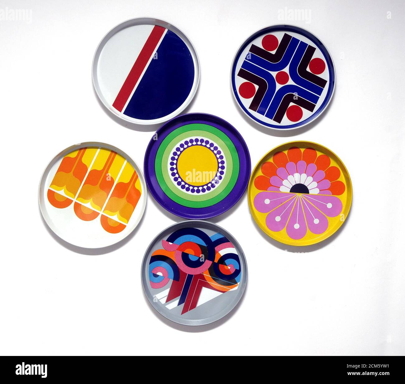 coasters, vintage coasters, vintage design, 70s, made in Spain Stock