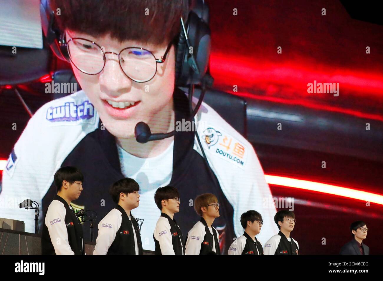 Team Sk Telecom T1 Of South Korea Pose Before Battle Against Team G2 Esports During The
