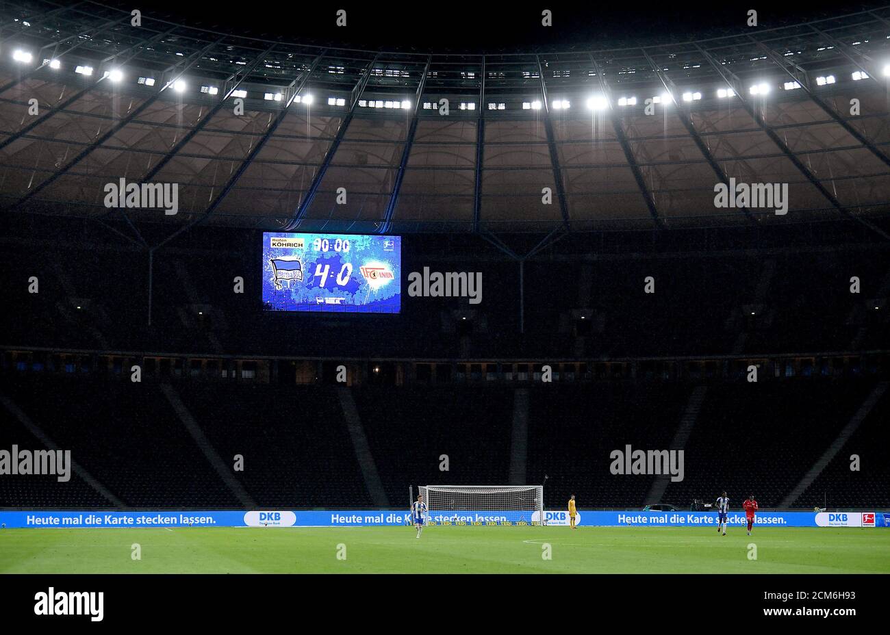Soccer Football Bundesliga Hertha Bsc V 1 Fc Union Berlin Olympiastadion Berlin Germany May 22 2020 The Score Board Is Seen After The Match As Play Resumes Behind