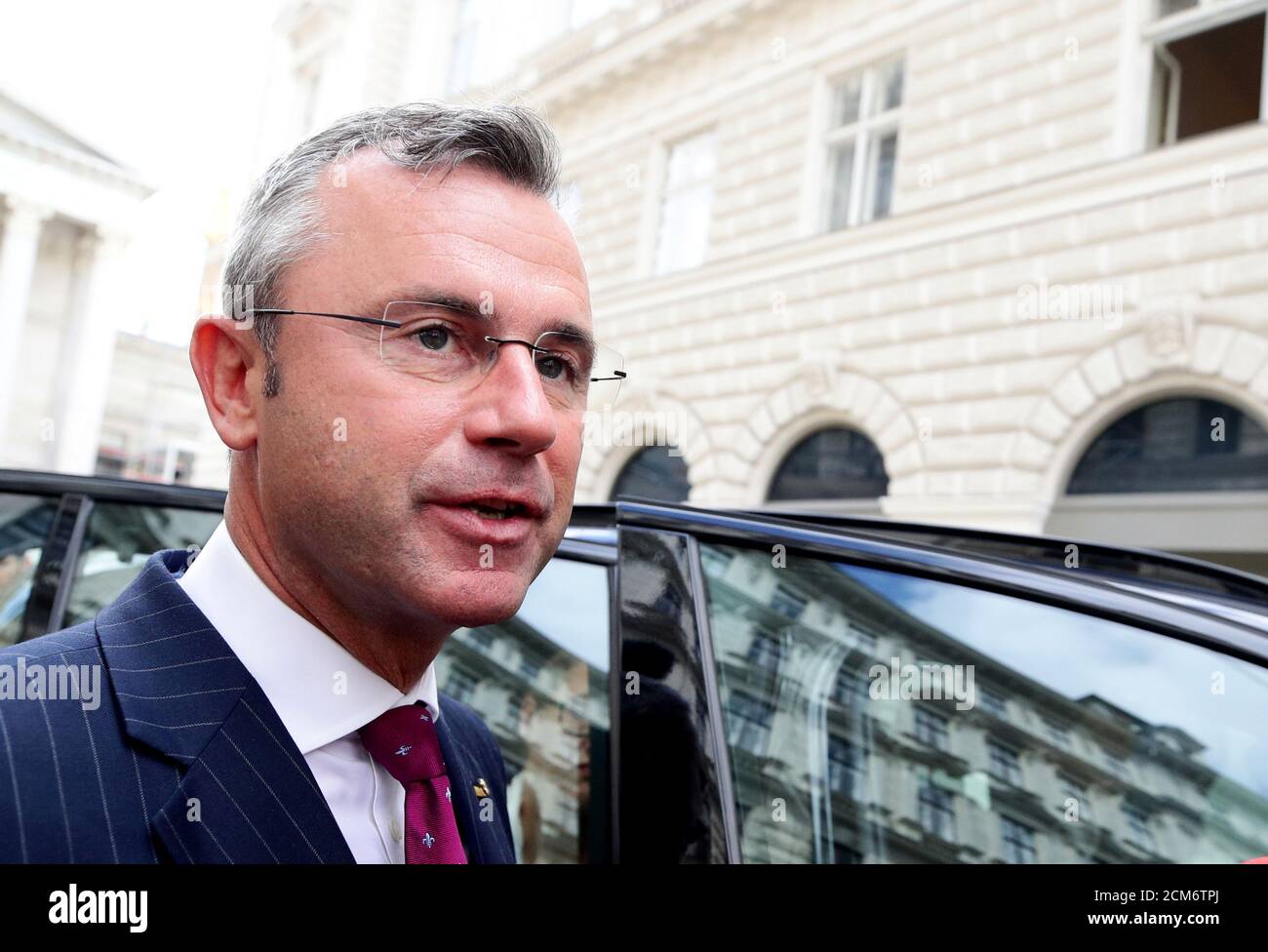 Designated new Chief of Freedom Party Norbert Hofer leaves after addressing a news conference in Vienna, Austria, May 20, 2019. REUTERS/Lisi Niesner Stock Photo