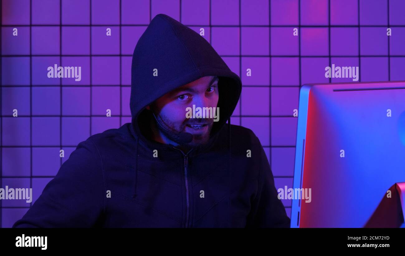 Hacker or gamer commenting on something. Stock Photo