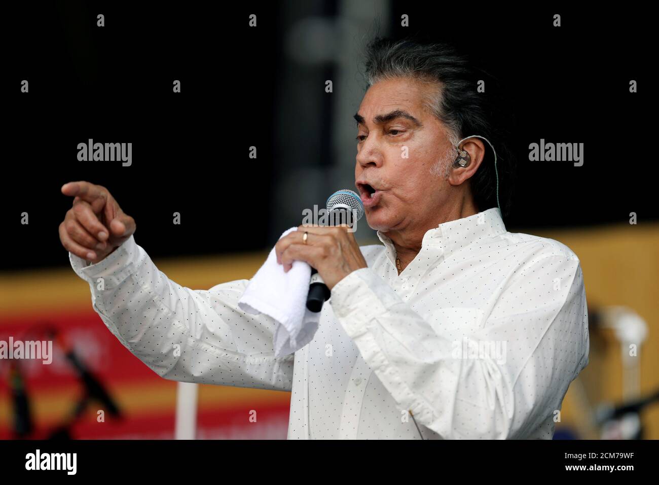 Venezuelan singer Jose Luis Rodriguez "El Puma", sings during the  "Venezuela Aid Live" concert at the