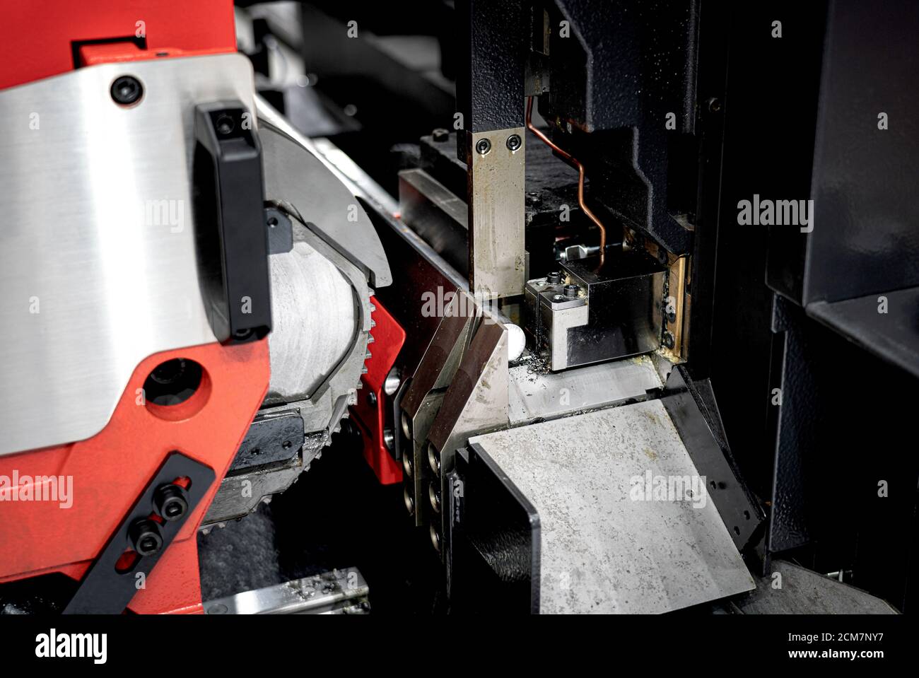 Cutting tool metalworking in manufacturing process by machining. Stock Photo