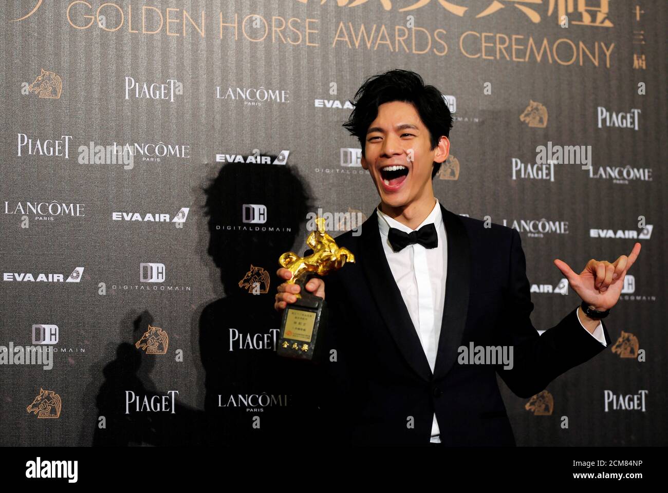 Actor Lin Po Hung Poses Backstage After Winning Best Supporting Actor For His Movie At Cafe