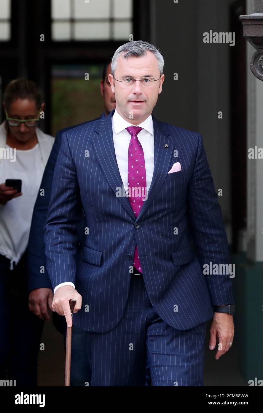 Designated new Chief of Freedom Party Norbert Hofer leaves after addressing a news conference in Vienna, Austria, May 20, 2019. REUTERS/Lisi Niesner Stock Photo