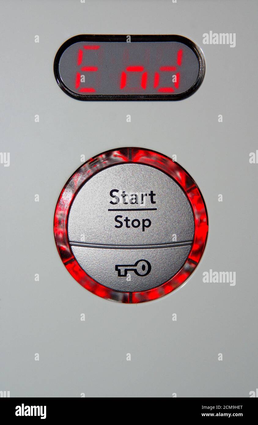 Start/Stop button with illumination and display with End Stock Photo ...