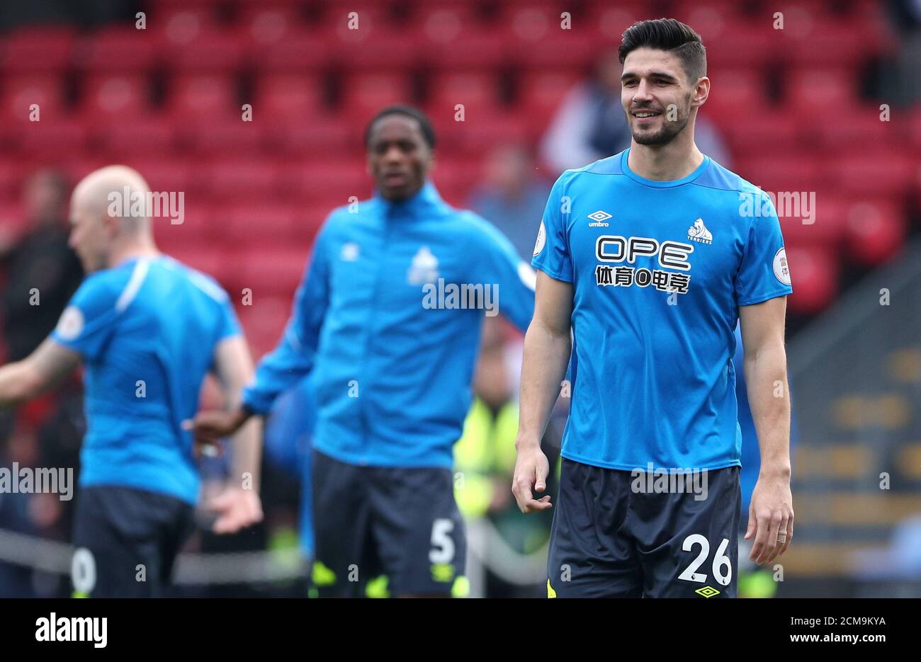 Soccer Football - Premier League - Crystal Palace v Huddersfield Town - Selhurst Park, London, Britain - March 30, 2019 Huddersfield Town's Christopher Schindler during the warm up before the match REUTERS/Hannah McKay EDITORIAL USE ONLY. No use with unauthorized audio, video, data, fixture lists, club/league logos or "live" services. Online in-match use limited to 75 images, no video emulation. No use in betting, games or single club/league/player publications. Please contact your account representative for further details. Stock Photo