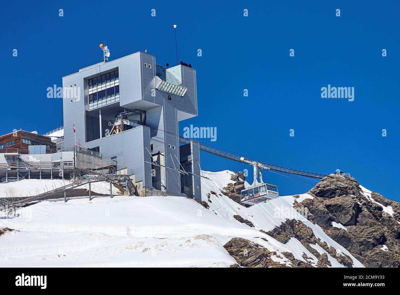 A cable car of the Glacier 3000 resort is pictured at the upper station,  designed by