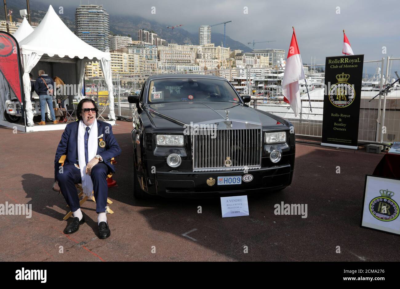 Lord Eastleigh Royal Rolls Club Monaco S President Sits Near His Rolls Royce On Sale At The Siam International Motor Show In Monaco February 16 17 Reuters Eric Gaillard Stock Photo Alamy
