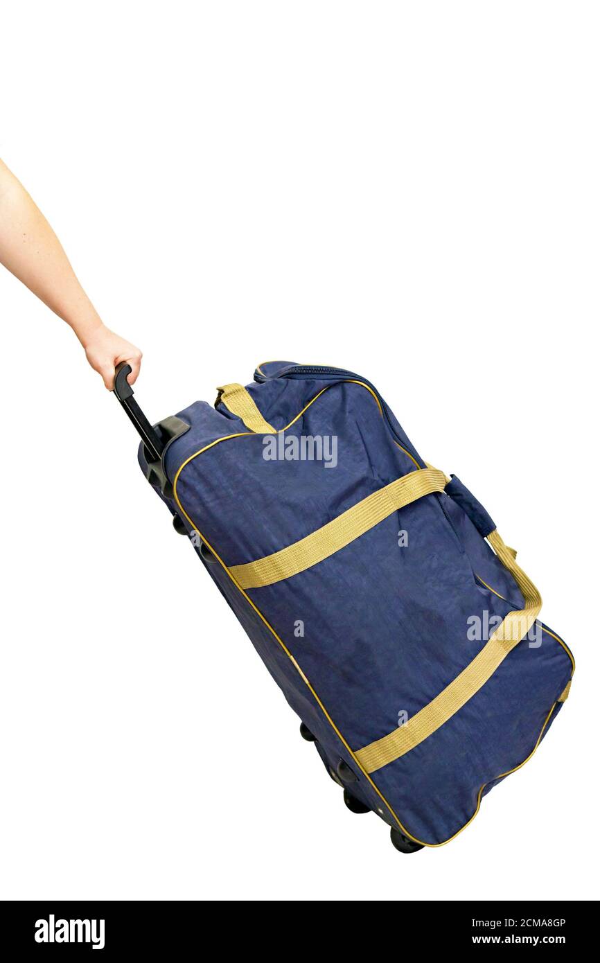 Blue cloth suitcase Stock Photo