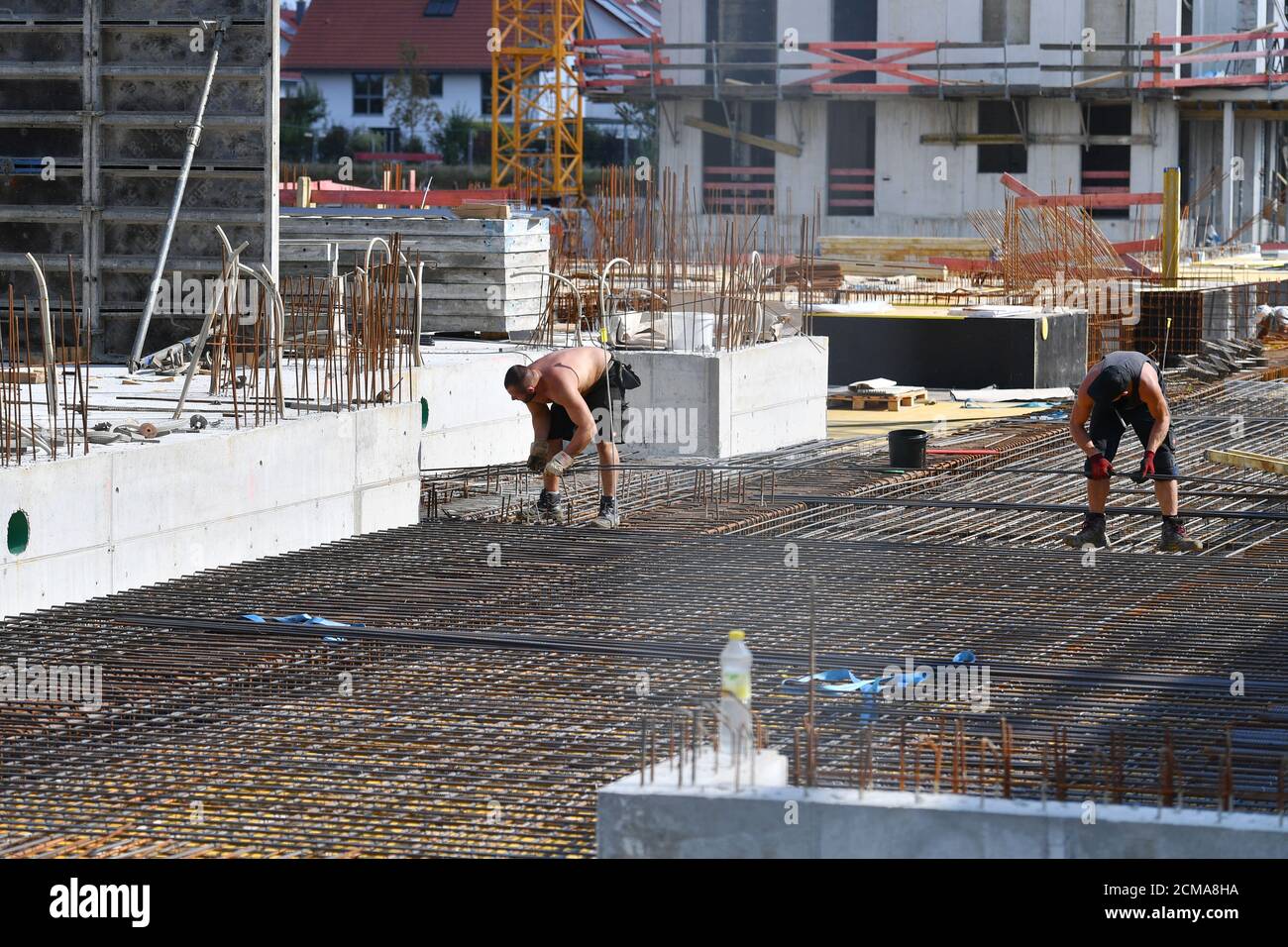 Structural steel on large construction site hi-res stock photography ...