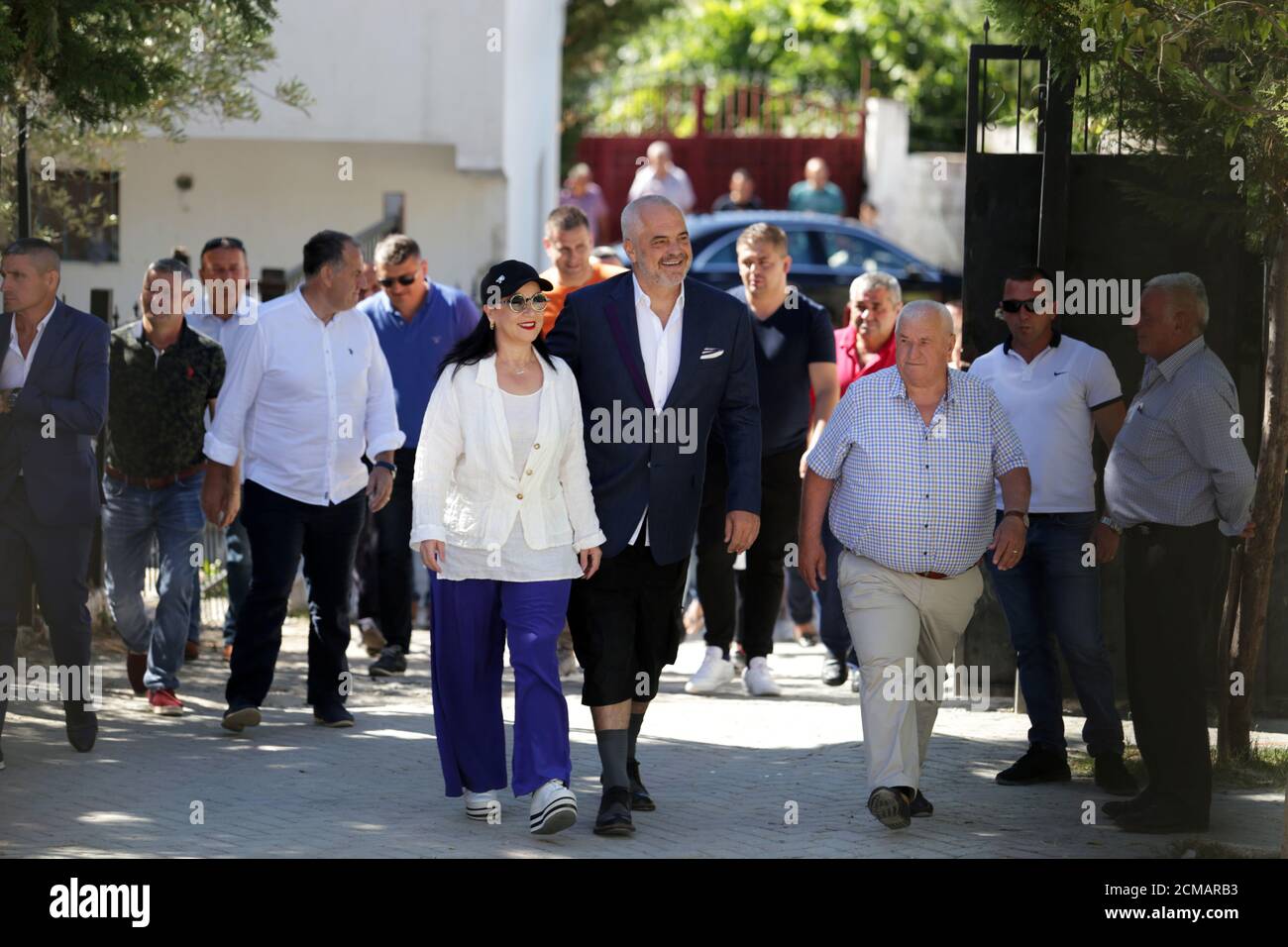 Albania's Prime Minister Edi Rama and his wife Linda Rama arrive at the  polling station near Tirana, Albania June 30, 2019. REUTERS/Florion Goga  Stock Photo - Alamy